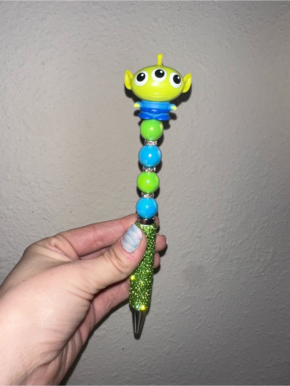 Toy Story Alien Beaded Rhinestone Glitter Pen - Green & Blue